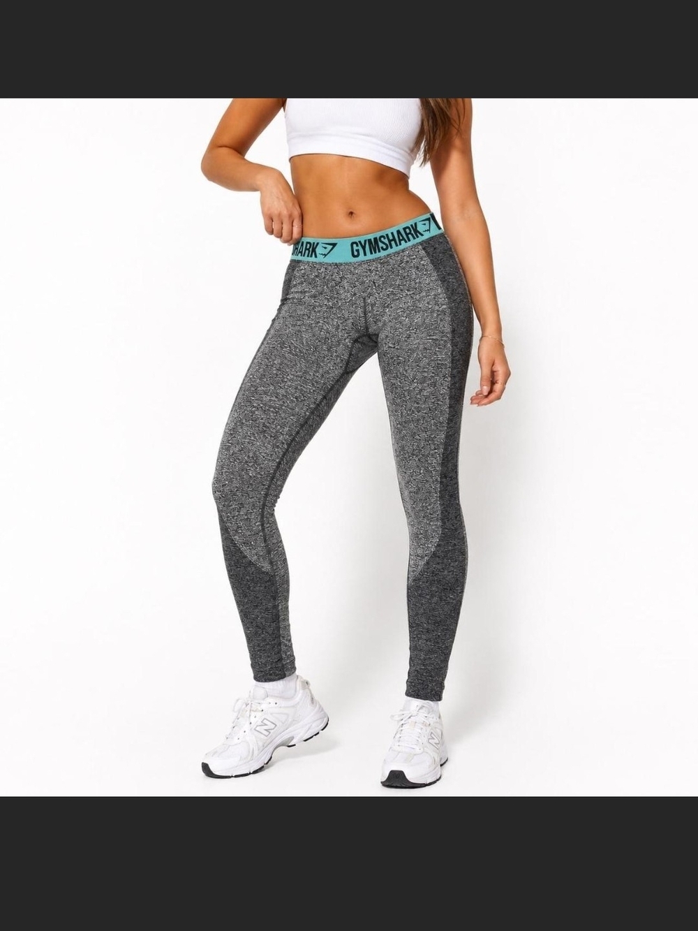 Gymshark Gray Seamless Leggings with Mint Waistband